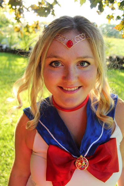 Light Pink Jewel Forehead Tiara - Mini Moon
