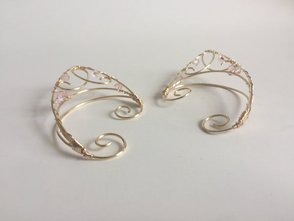 elfin ear cuffs pale pink and gold