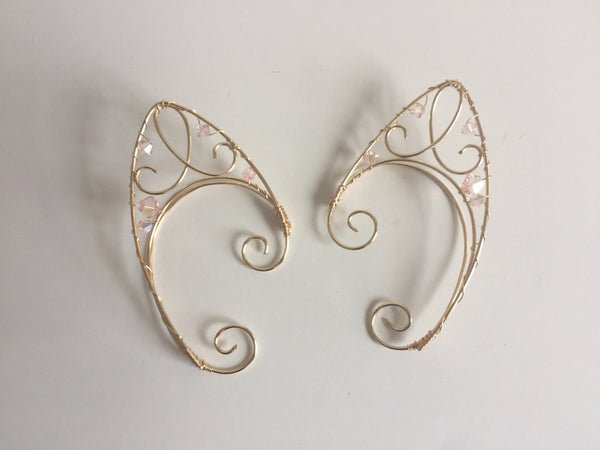 elfin ear cuffs pale pink and gold