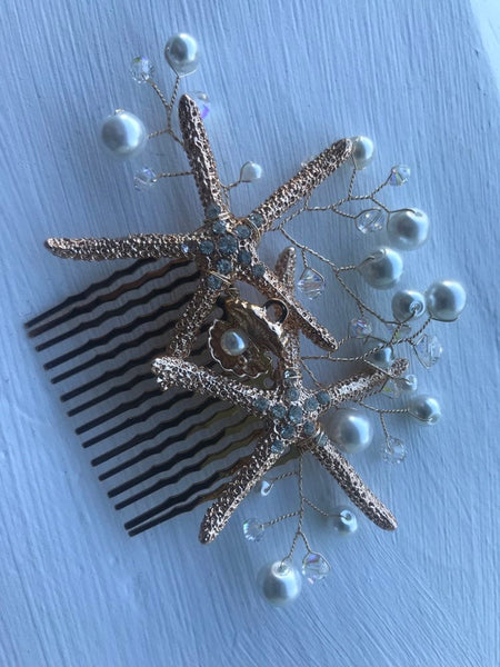 Starfish comb with pearls