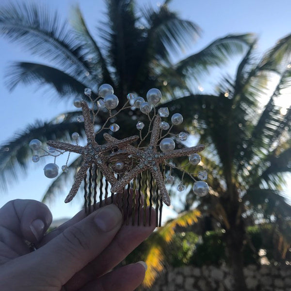 Starfish comb with pearls