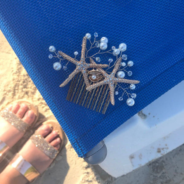 Starfish comb with pearls