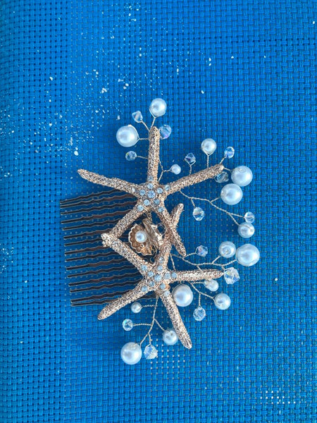 Starfish comb with pearls