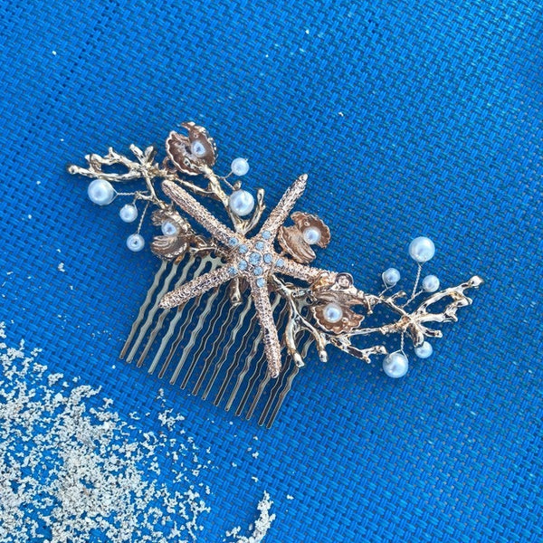 Starfish comb with pearls