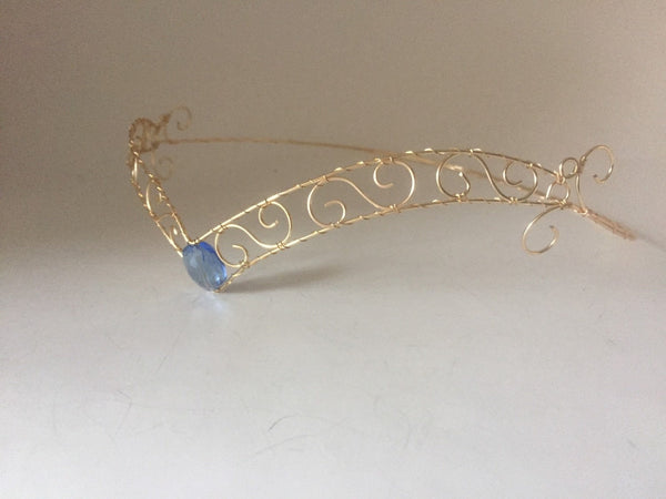 Sailor Mercury inspired medieval forehead circlet with blue jewel made by Wire Princess