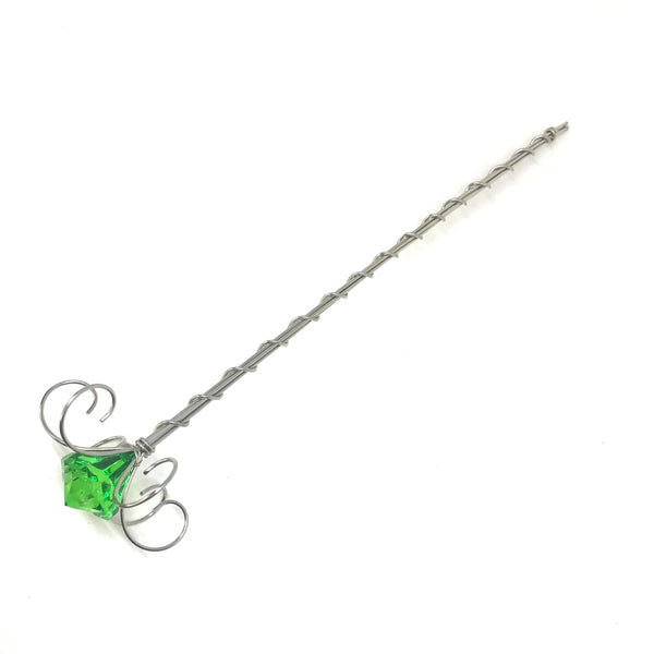 Dark Green jewel fairy wand silver