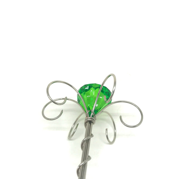 Dark Green jewel fairy wand silver