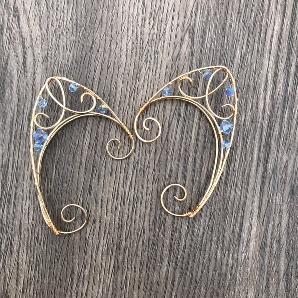 Fairy Ears Light Sapphire and Gold
