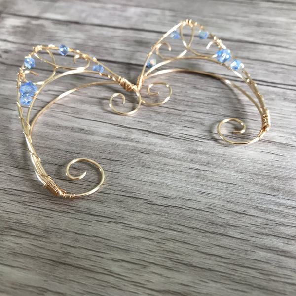 Fairy Ears Light Sapphire and Gold