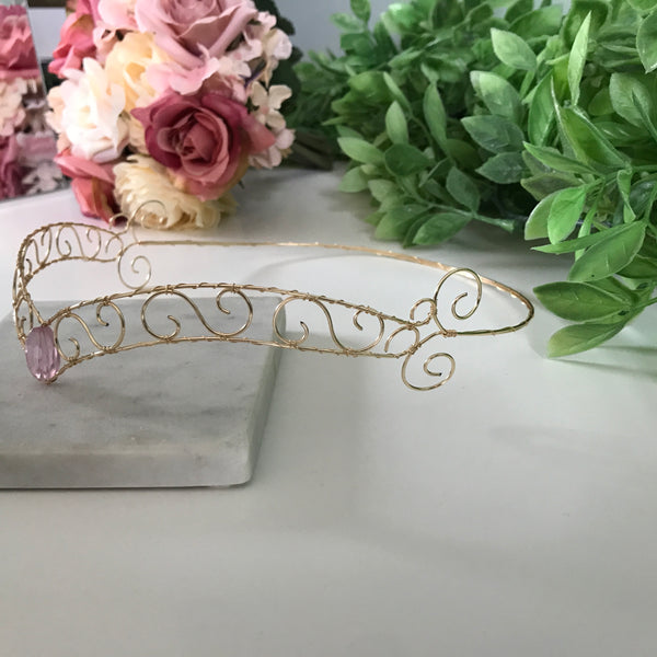 Light Pink Jewel Forehead Tiara - Mini Moon