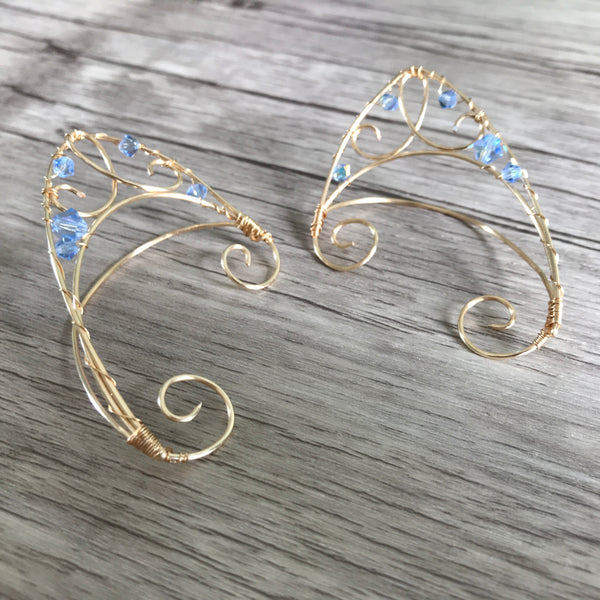 Fairy Ears Light Sapphire and Gold