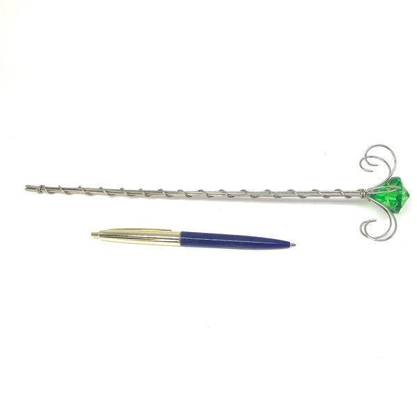Dark Green jewel fairy wand silver