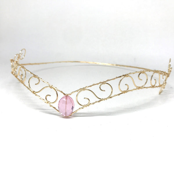 Light Pink Jewel Forehead Tiara - Mini Moon