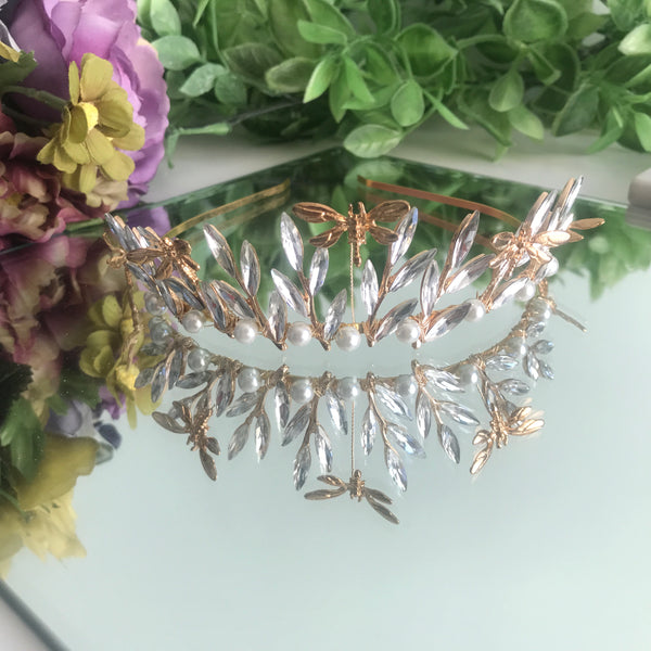 Dragonfly Tiara in Gold