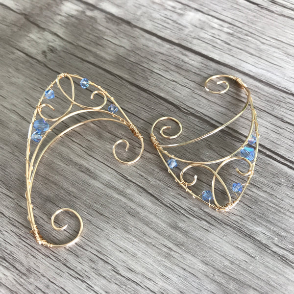 Fairy Ears Light Sapphire and Gold