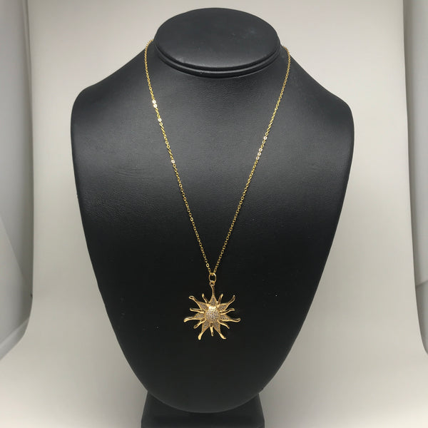 Yellow rhinestone sun necklace