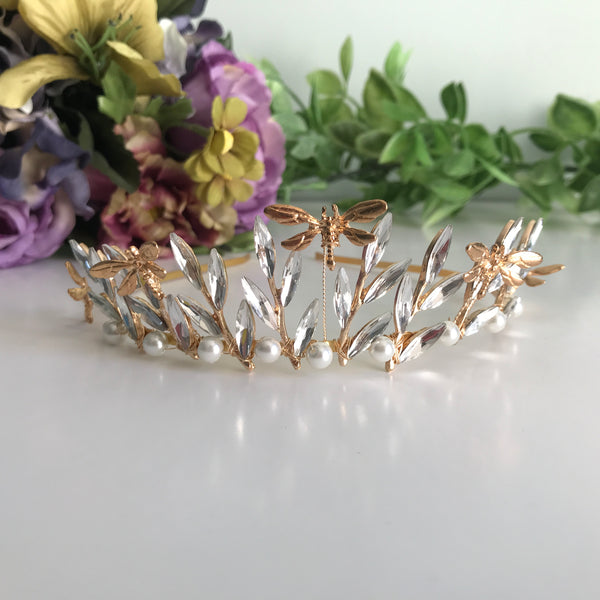 Dragonfly Tiara in Gold
