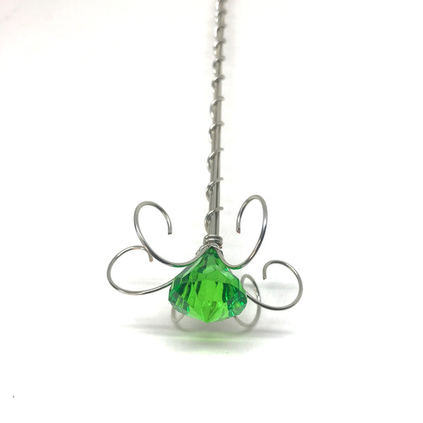Dark Green jewel fairy wand silver