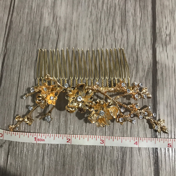 Gold Floral Branch Bridal Comb
