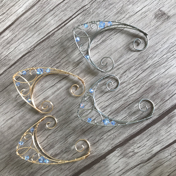 Fairy Ears Light Sapphire and Gold