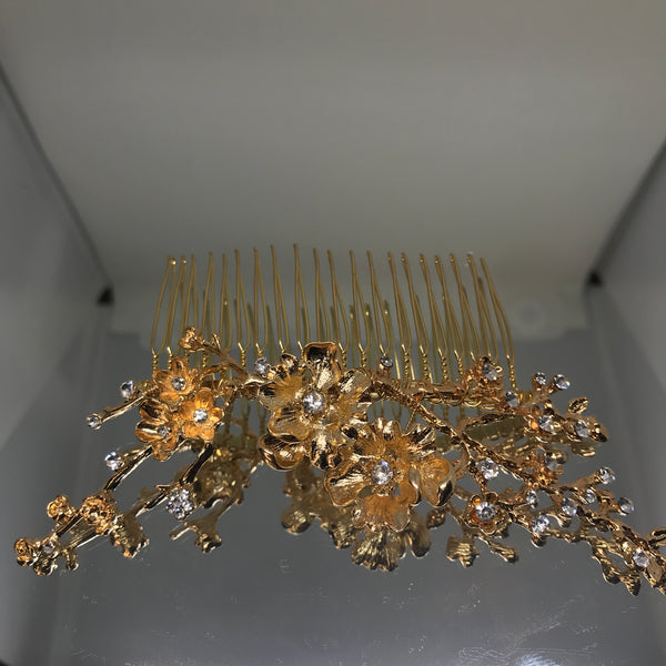 Gold Floral Branch Bridal Comb