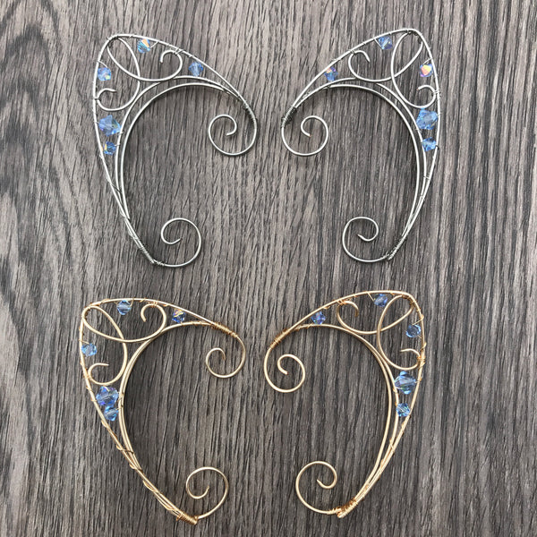 Fairy Ears Light Sapphire and Gold