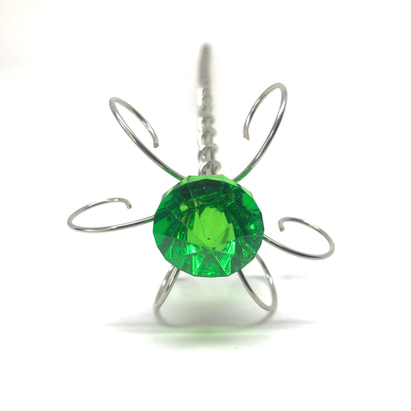 Dark Green jewel fairy wand silver