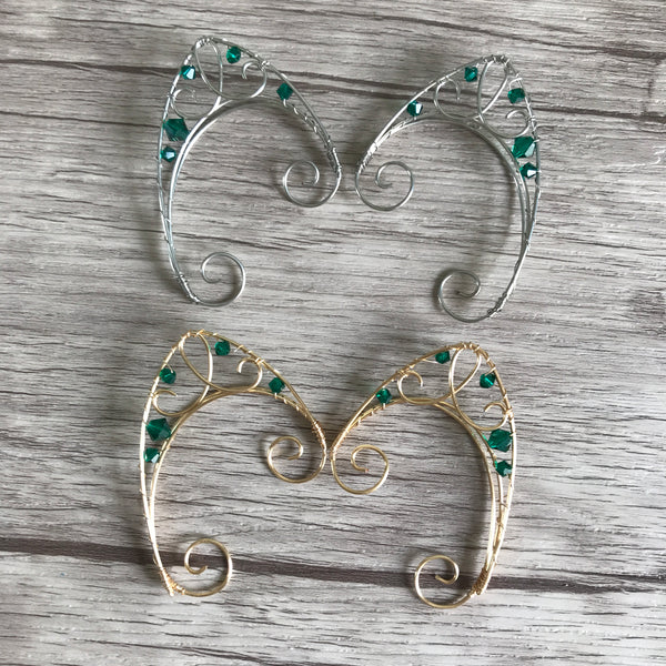 Dark Green Elfin Ear Cuffs