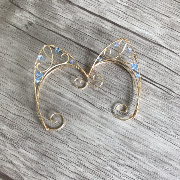 Fairy Ears Light Sapphire and Gold