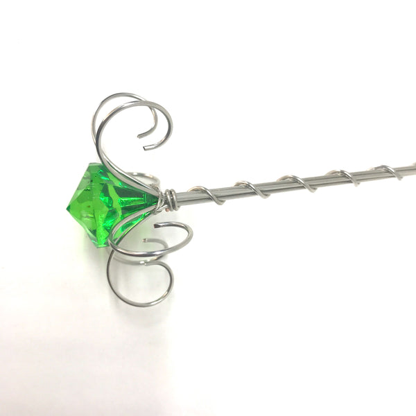 Dark Green jewel fairy wand silver