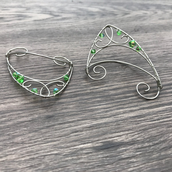 Elf Ear Cuffs Green and Gold