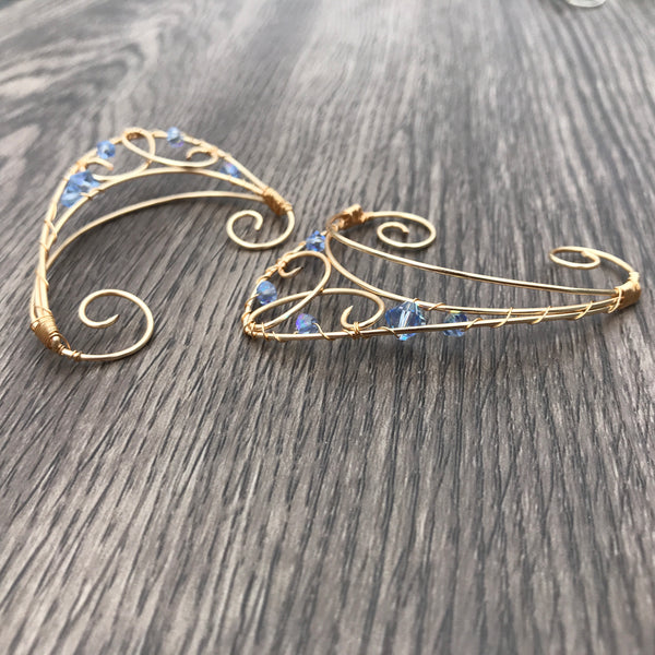 Fairy Ears Light Sapphire and Gold