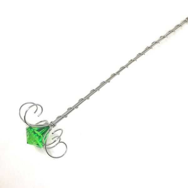 Dark Green jewel fairy wand silver