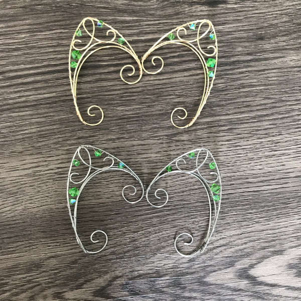 Elf Ear Cuffs Green and Gold