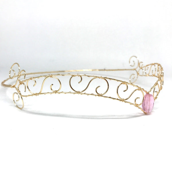Light Pink Jewel Forehead Tiara - Mini Moon