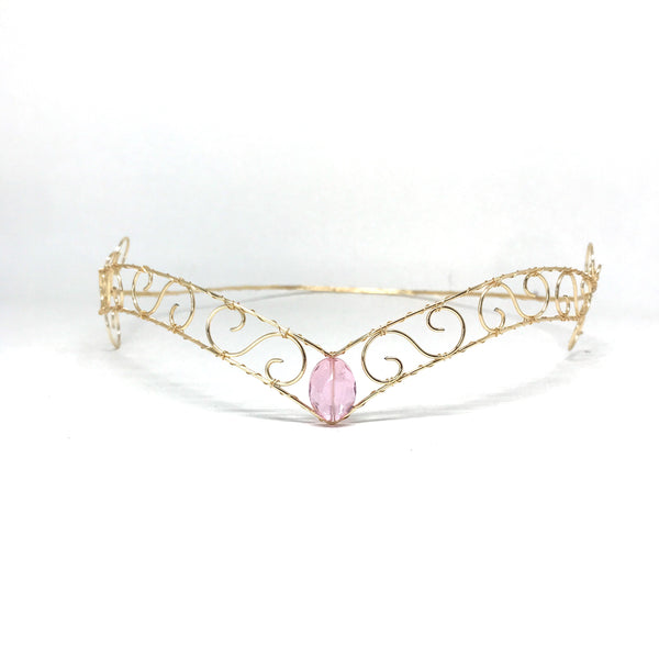 Light Pink Jewel Forehead Tiara - Mini Moon