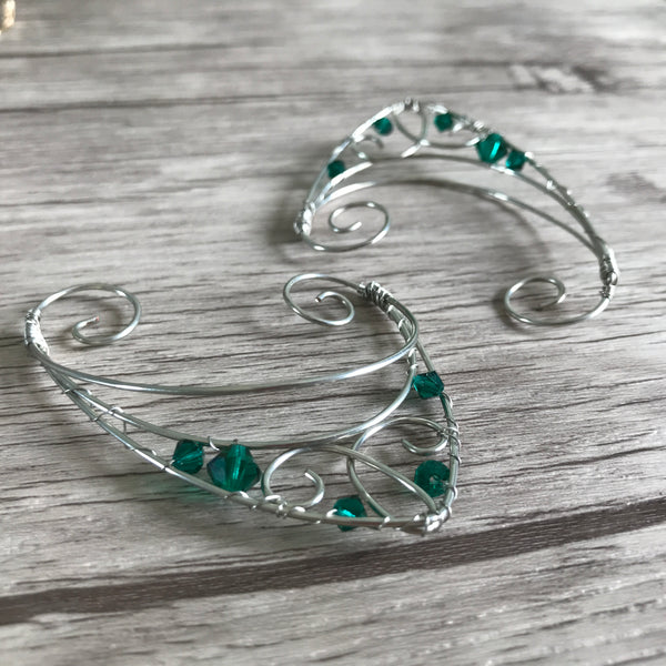 Dark Green Elfin Ear Cuffs