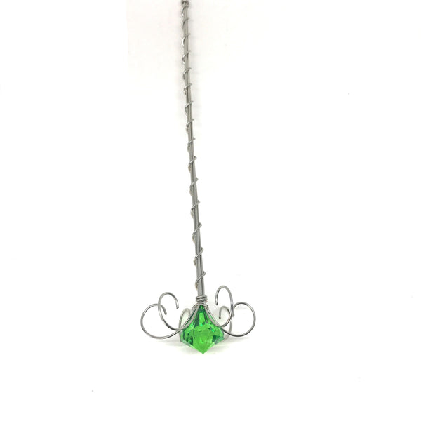 Dark Green jewel fairy wand silver