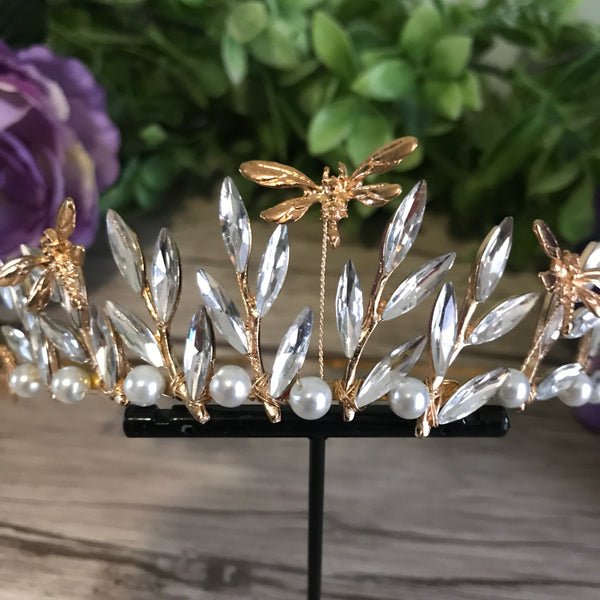 Dragonfly Tiara in Gold