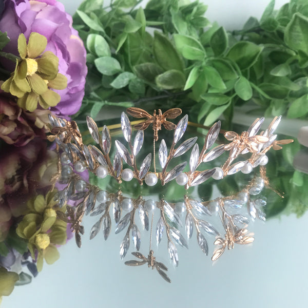 Dragonfly Tiara in Gold