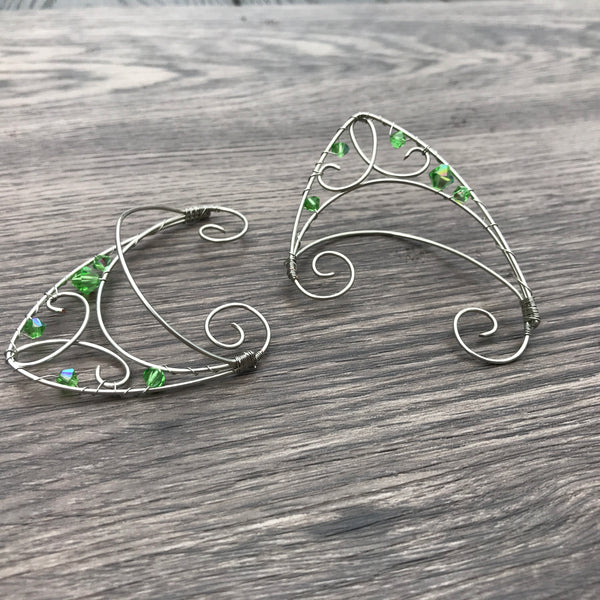 Elf Ear Cuffs Green and Gold