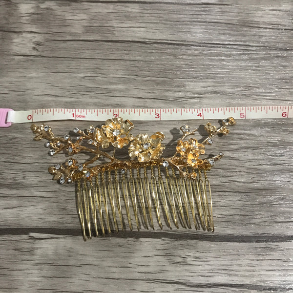 Gold Floral Branch Bridal Comb
