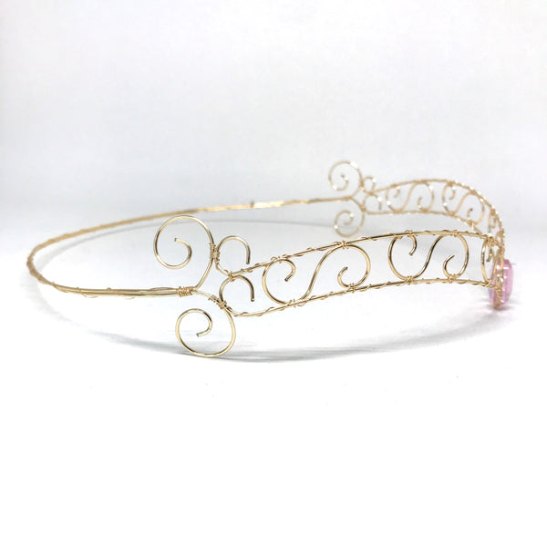 Light Pink Jewel Forehead Tiara - Mini Moon