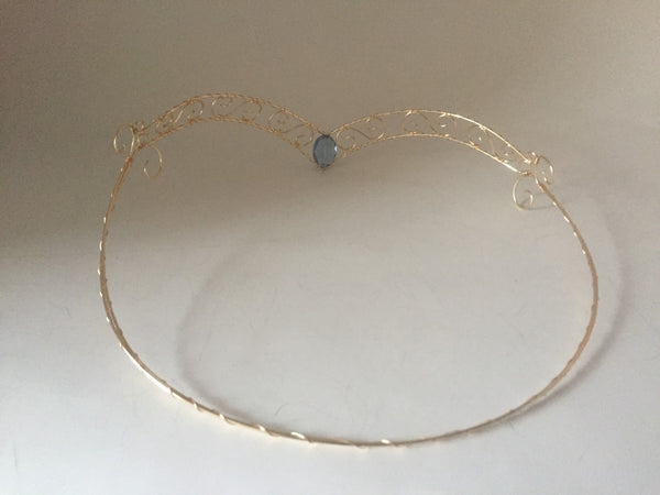 Sailor Mercury inspired medieval forehead circlet with blue jewel made by Wire Princess