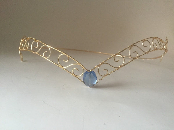 Sailor Mercury inspired medieval forehead circlet with blue jewel