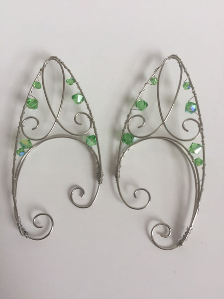 High Elf ear cuffs green and silver
