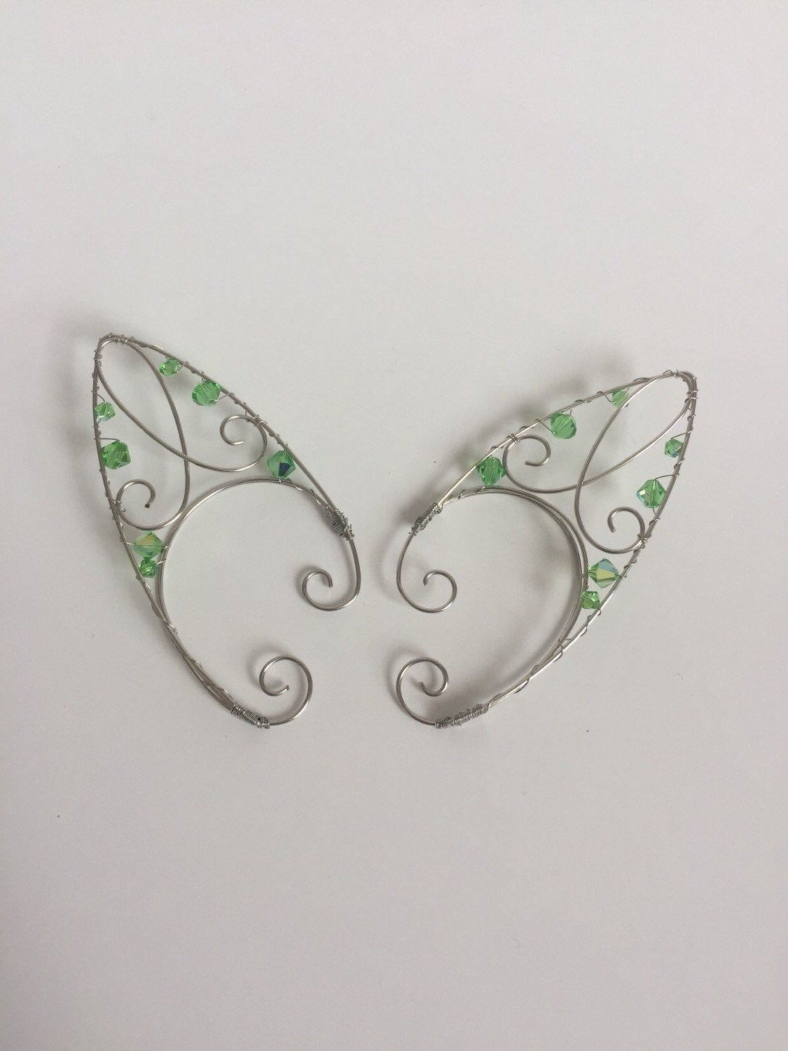 High Elf ear cuffs green and silver