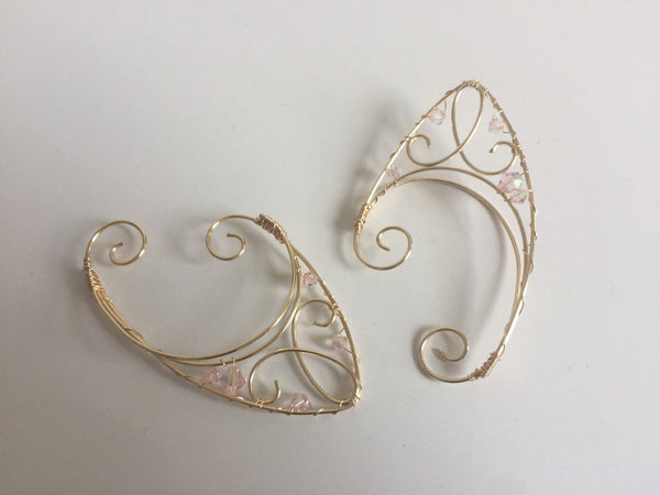 elfin ear cuffs pale pink and gold
