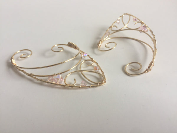 elfin ear cuffs pale pink and gold