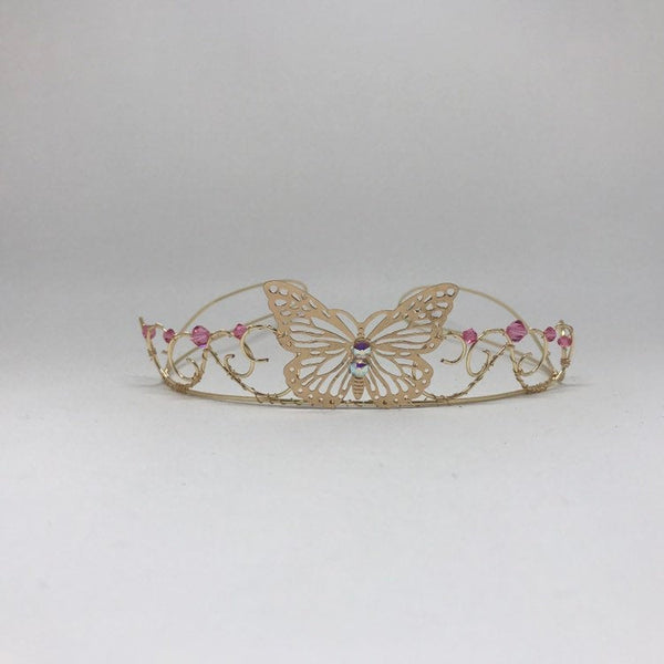 Pink Butterfly Princess Tiara Gold